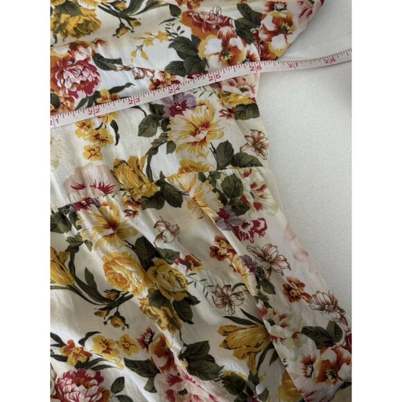 Womens Floral 2X Hi Low Asymmetrical Button Down 3/4 Sleeve Blouse Cottagecore - Picture 7 of 8